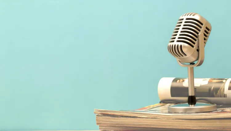 Microphone with Newspapers
